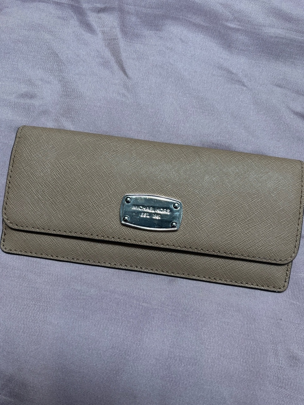 MICHAEL KORS Beige Saffiano Leather Continental Wallet